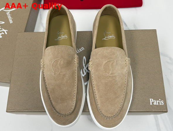 Christian Louboutin Moonboat Loafers Reversed Nubuck Leather Lionne Men Replica