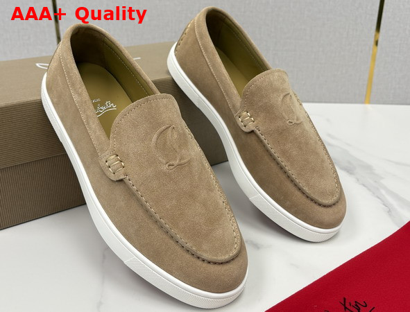 Christian Louboutin Moonboat Loafers Reversed Nubuck Leather Lionne Men Replica