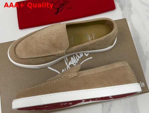Christian Louboutin Moonboat Loafers Reversed Nubuck Leather Lionne Men Replica