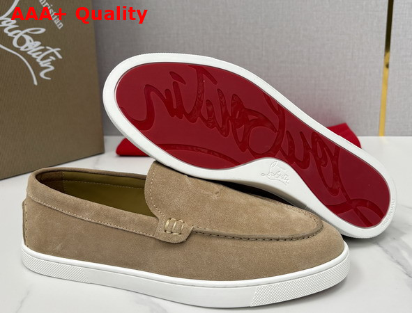 Christian Louboutin Moonboat Loafers Reversed Nubuck Leather Lionne Men Replica