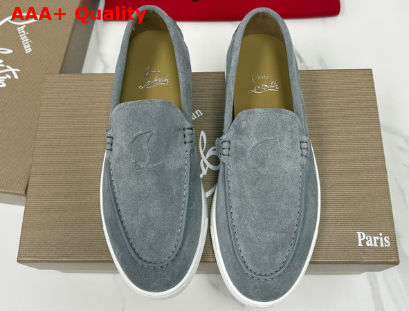 Christian Louboutin Moonboat Loafers Reversed Nubuck Leather Phantom Grey Men Replica
