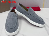 Christian Louboutin Moonboat Loafers Reversed Nubuck Leather Phantom Grey Men Replica