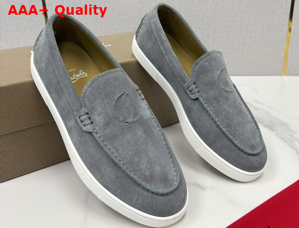 Christian Louboutin Moonboat Loafers Reversed Nubuck Leather Phantom Grey Men Replica