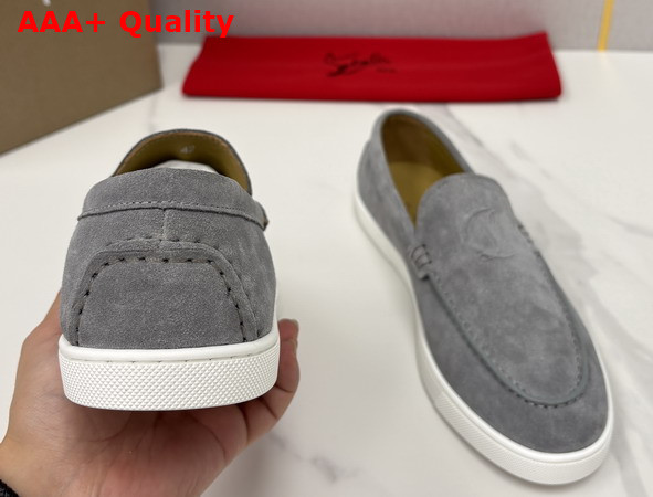 Christian Louboutin Moonboat Loafers Reversed Nubuck Leather Phantom Grey Men Replica