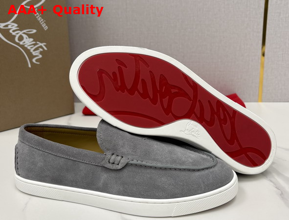 Christian Louboutin Moonboat Loafers Reversed Nubuck Leather Phantom Grey Men Replica