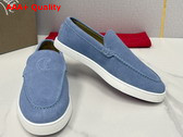 Christian Louboutin Moonboat Loafers Reversed Nubuck Leather Sky Blue Men Replica