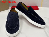 Christian Louboutin Moonboat Loafers Reversed Nubuck Leather Zaffiro Men Replica