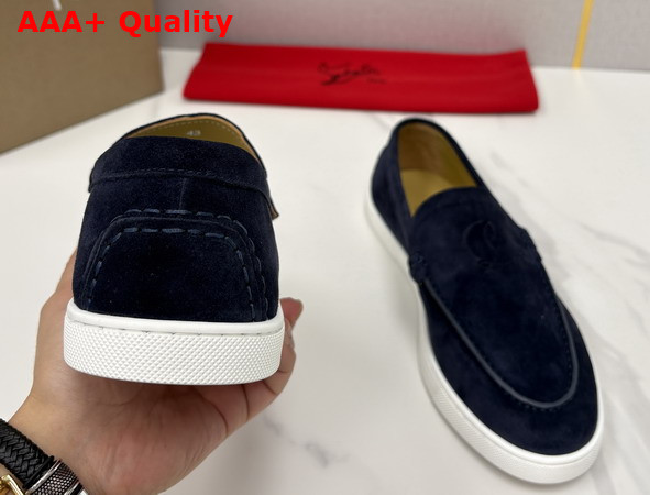 Christian Louboutin Moonboat Loafers Reversed Nubuck Leather Zaffiro Men Replica