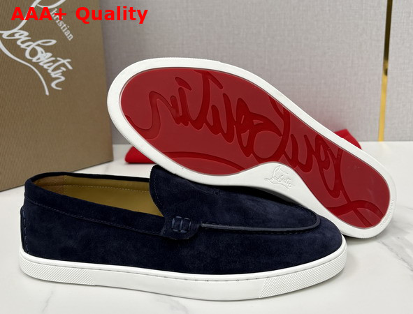 Christian Louboutin Moonboat Loafers Reversed Nubuck Leather Zaffiro Men Replica