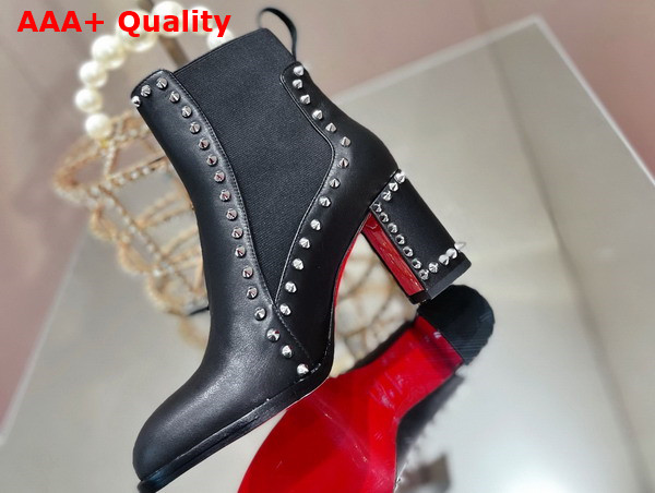 Christian Louboutin Out Line Spikes High Ankle Boot in Black Calf Leather Replica
