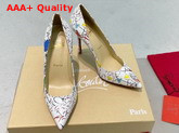 Christian Louboutin Pigalle Follies Pointy Toe Stilettos White Printed Leather Replica