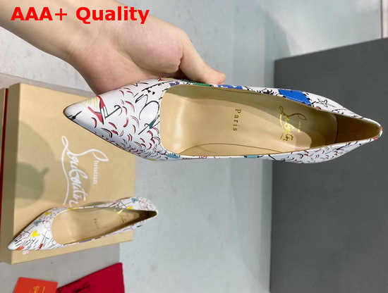 Christian Louboutin Pigalle Follies Pointy Toe Stilettos White Printed Leather Replica