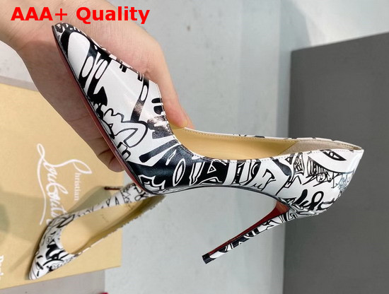 Christian Louboutin Pigalle Follies Pointy Toe Stilettos White and Black Printed Leather Replica