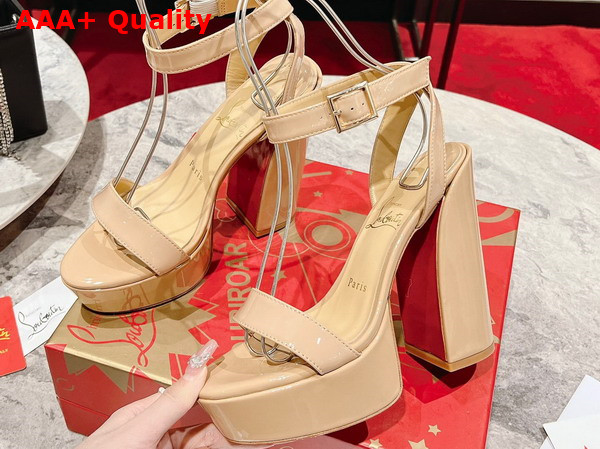 Christian Louboutin Platform Sandal in Beige Patent Calfskin Replica