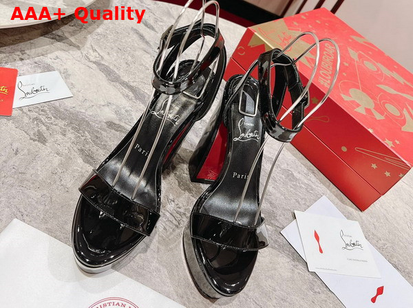 Christian Louboutin Platform Sandal in Black Patent Calfskin Replica