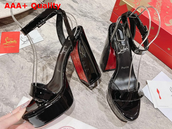 Christian Louboutin Platform Sandal in Black Patent Calfskin Replica