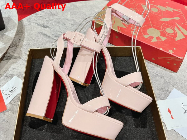 Christian Louboutin Platform Sandal in Pink Patent Calfskin Replica