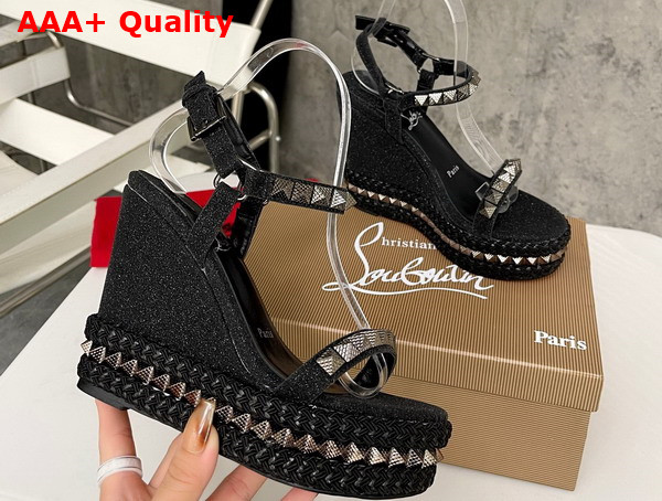 Christian Louboutin Pyraclou Platform Sandal in Black Replica