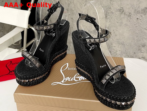 Christian Louboutin Pyraclou Platform Sandal in Black Replica