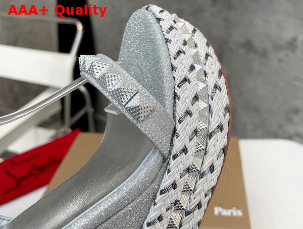 Christian Louboutin Pyraclou Platform Sandal in Silver Replica