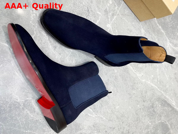 Christian Louboutin Samson Ankle Boot in Blue Veau Velours Replica