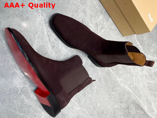 Christian Louboutin Samson Ankle Boot in Brown Veau Velours Replica