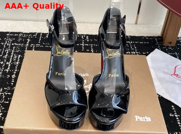 Christian Louboutin Sandaloo 130mm Sandals Patent Calf Leather Black Women Replica