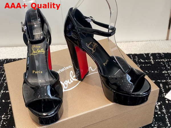 Christian Louboutin Sandaloo 130mm Sandals Patent Calf Leather Black Women Replica