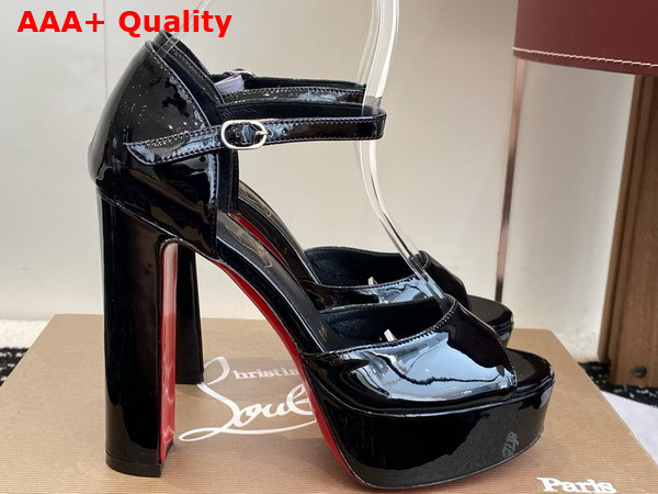 Christian Louboutin Sandaloo 130mm Sandals Patent Calf Leather Black Women Replica
