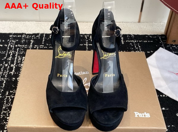 Christian Louboutin Sandaloo 130mm Strappy Sandals Veau Velours Black Women Replica