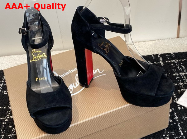 Christian Louboutin Sandaloo 130mm Strappy Sandals Veau Velours Black Women Replica