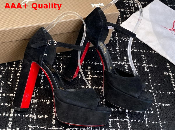 Christian Louboutin Sandaloo 130mm Strappy Sandals Veau Velours Black Women Replica