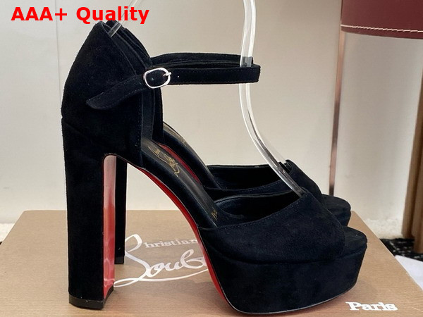 Christian Louboutin Sandaloo 130mm Strappy Sandals Veau Velours Black Women Replica