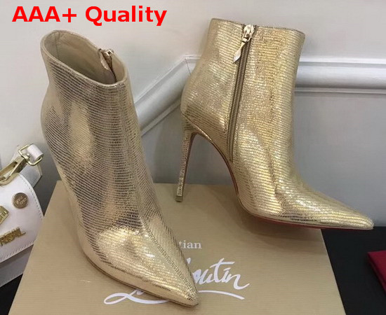 Christian Louboutin So Kate Booty in Light Gold Lizard Print Leather Replica