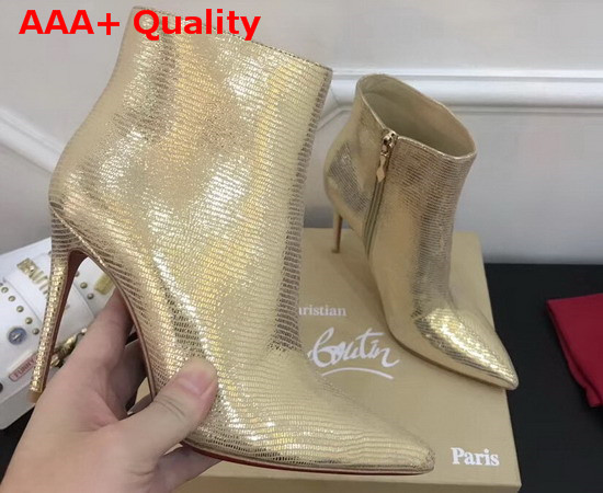 Christian Louboutin So Kate Booty in Light Gold Lizard Print Leather Replica