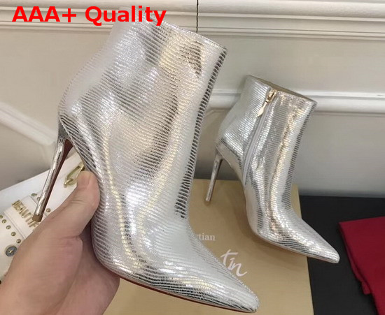 Christian Louboutin So Kate Booty in Silver Lizard Print Leather Replica