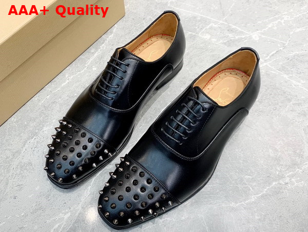 Christian Louboutin Spikes Derbies in Black Calf Leather for Men Replica