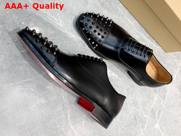 Christian Louboutin Spikes Derbies in Black Calf Leather for Men Replica