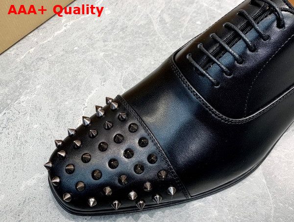 Christian Louboutin Spikes Derbies in Black Calf Leather for Men Replica