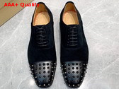 Christian Louboutin Spikes Derbies in Black Suede Leather for Men Replica