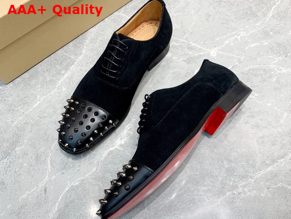 Christian Louboutin Spikes Derbies in Black Suede Leather for Men Replica