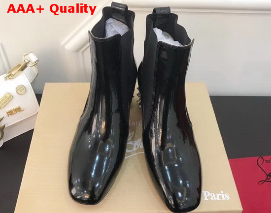 Christian Louboutin Study Ankle Boot in Black Patent Leather Replica