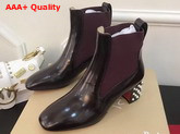 Christian Louboutin Study Ankle Boot in Bordeaux Shiny Calfskin Replica