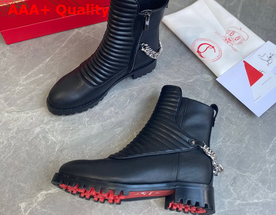 Christian Louboutin Women Ankle Boot in Black Calf Leather Replica