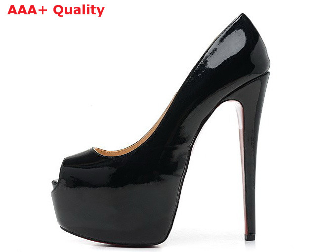 Louboutin Lady Peep 160 mm Shiny Black for Sale