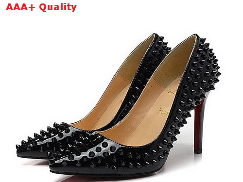 Louboutin Pigalle Spikes 100mm Heel Black Leather for Sale