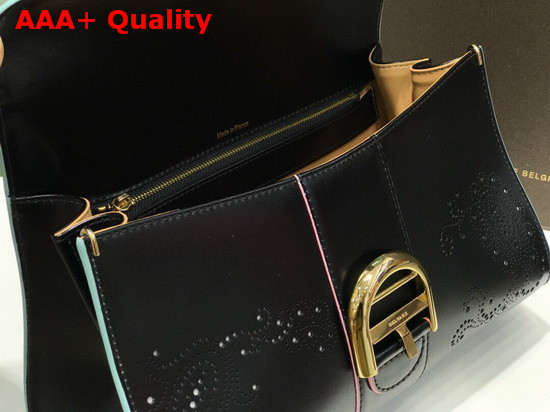 Delvaux Brillant East West Mini Bag in Black Perforated Leather Replica