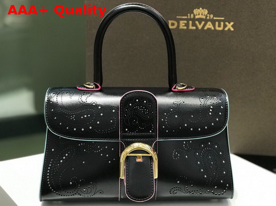 Delvaux Brillant East West Mini Bag in Black Perforated Leather Replica