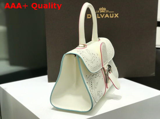Delvaux Brillant East West Mini Bag in White Perforated Leather Replica
