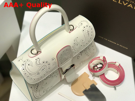 Delvaux Brillant East West Mini Bag in White Perforated Leather Replica